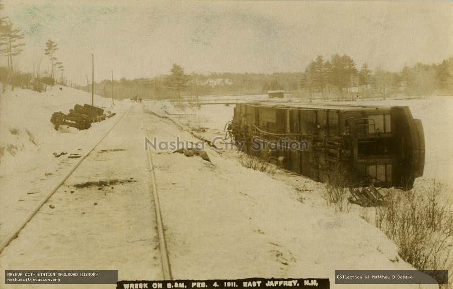 Postcard: Wreck on Boston & Maine February 4, 1911 East Jaffrey, New Hampshire